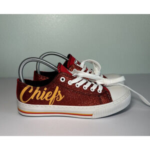 NFL Kansas City Chiefs Womens 8 Canvas Shoes Low Top Red Glitter Sneakers Size 8